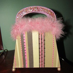 Boudoir/Bedroom Handbag Lamp. 11 3/4 x 9 1/2 x 3 1/2 Inches.